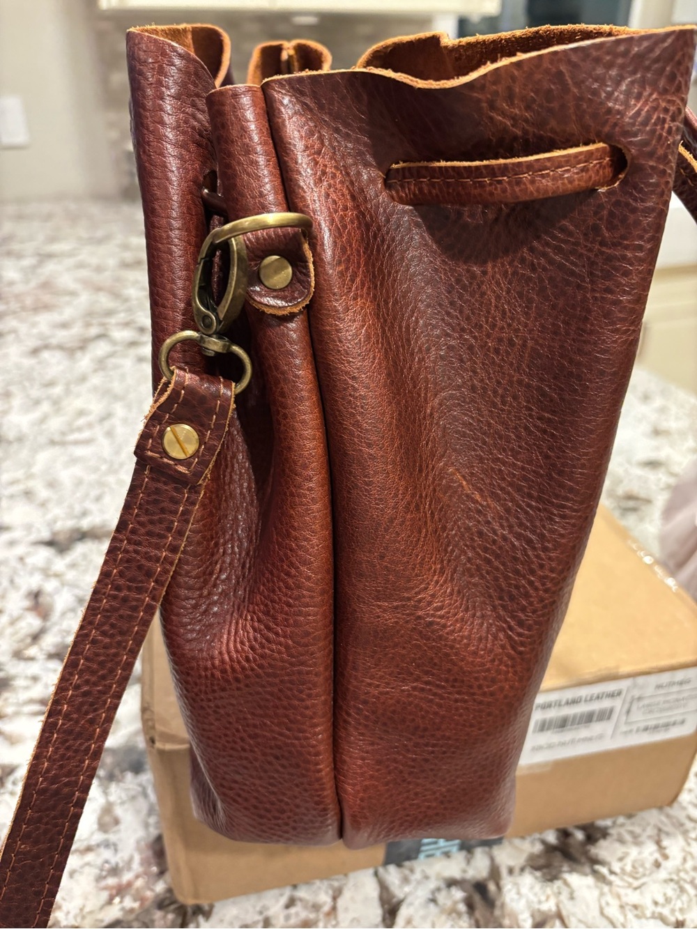 Portland Leather Large Bucket Bag- Nutmeg - Picture 7 of 7